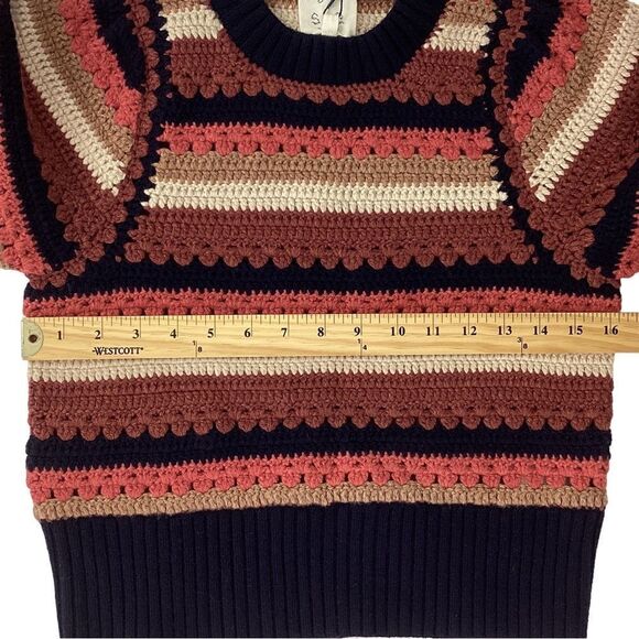 SEZANE x SEA NY Adelin Sweater NWT Size XXS Wool Cotton Crochet Knit Jumper - Picture 8 of 13
